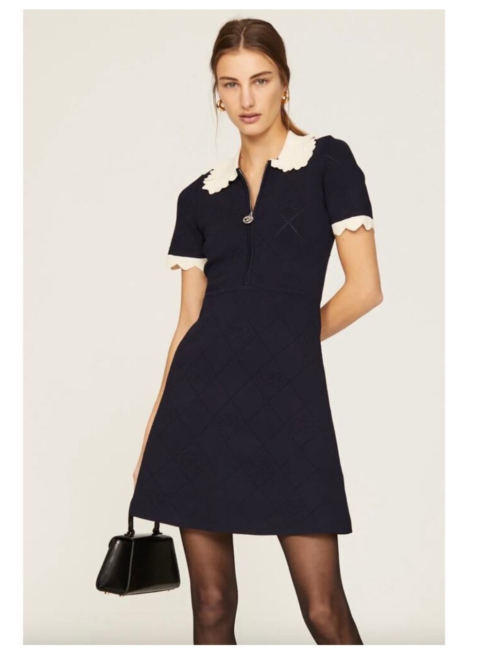 Sandro Scalloped Collar Dress Sz French 38/US 4-6